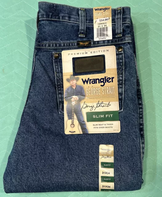 WRANGLER MEN'S GEORGE Strait Cowboy Cut Slim Fit Blue Jeans NWT 31 X 34 ...