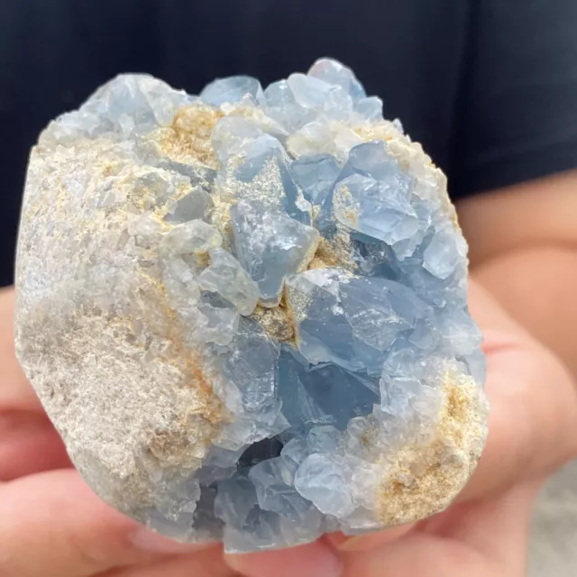 407g  Natural Blue Celestite Crystal Geode Quartz Cluster Mineral Specimen