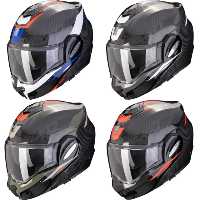 Scorpion Casco Pieghevole Exo-Tech Evo Carbonio Rover Casco Moto Con Parasole