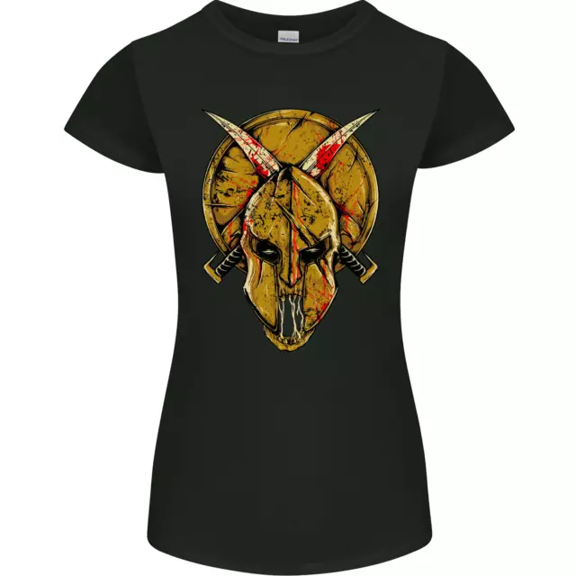 T-shirt casco spartan teschio palestra MMA arti marziali donna petite cut