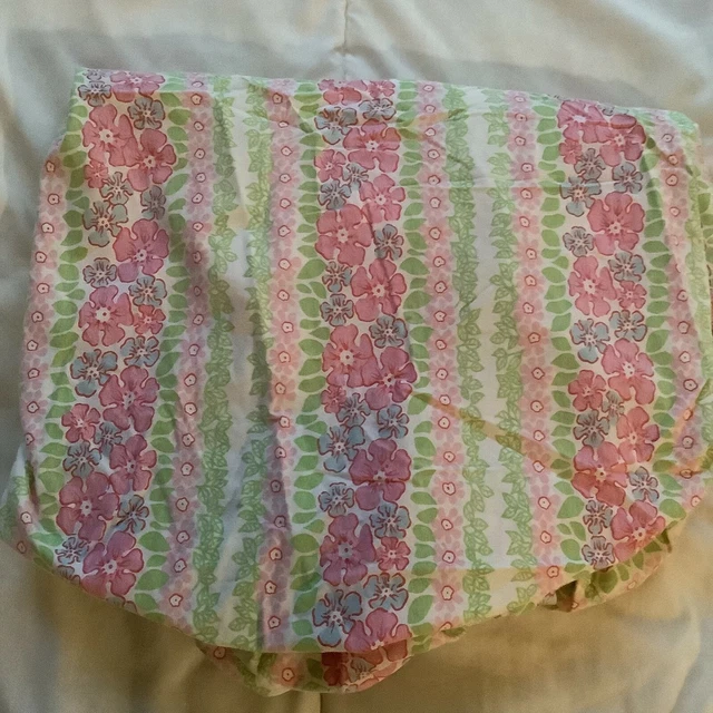 Sábana de cama Pottery Barn Kids rosa verde hawaiano floral AJUSTADA cuna niño pequeño solamente