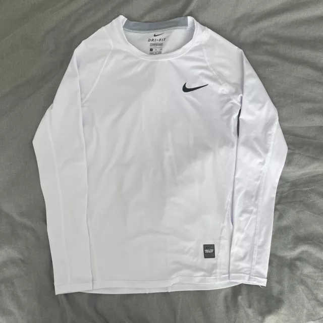 Nike Pro Compression Dri Fit Shirt Long sleeve White Size Small