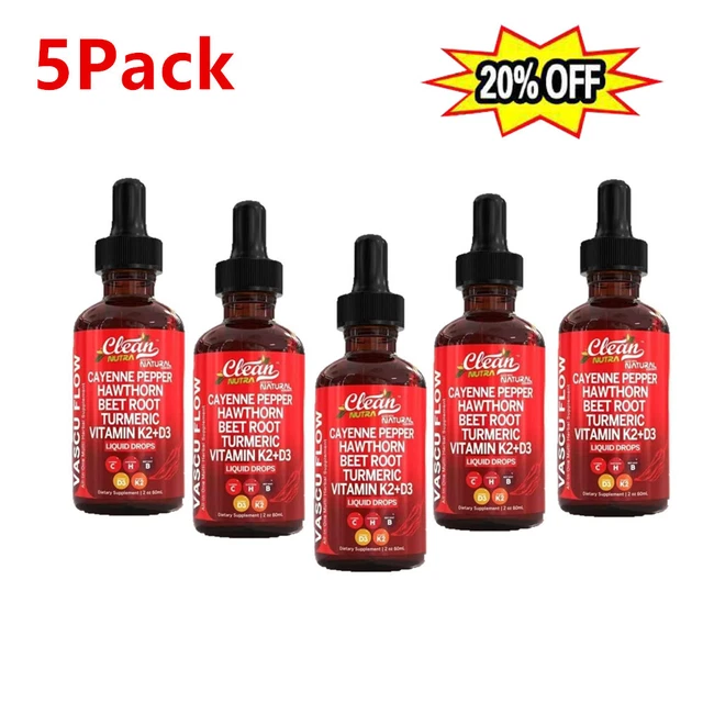 5X CAYENNE PEPPER Hawthorn Beet Root Turmeric VitaminK2+D3 Liquid Drops ...