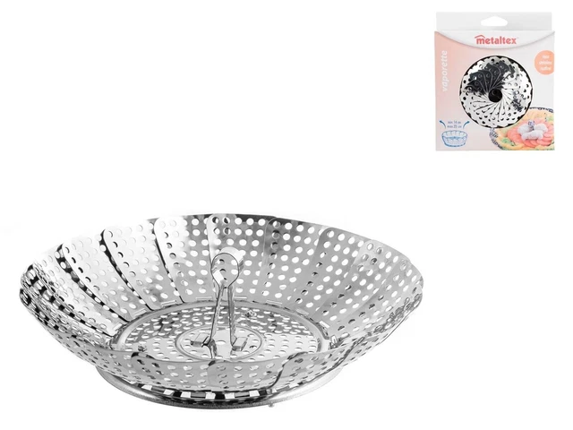 Panier Vapeur Metaltex Maxi Vaporette - Cuisson Saine En Inox 19-27 Cm, Passe Lave-vaisselle