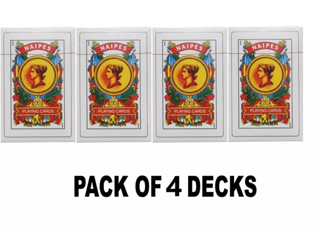 Pack Of 4 - Naipes Baraja Espanola 50 Puerto Rico Spanish Playing Cards Deck
