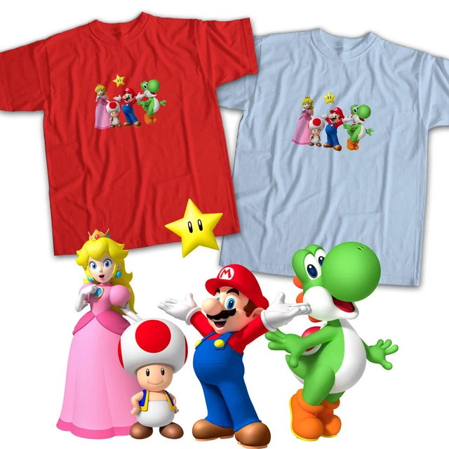 SUPER MARIO BROS Princess Peach Yoshi Toad Mens Womens Kids Unisex Tee