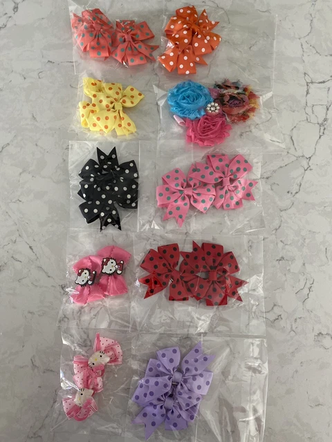 Toddler Girls Hairbows Assortment Lot of 19 Colorful Bows All On Alligator Clips