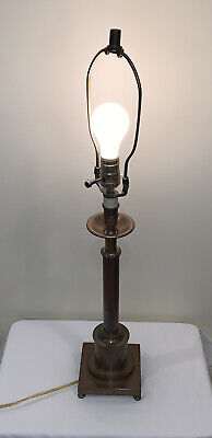 Contemporary Bronzed Brass Table Lamp Adjustable Height 27" to 33" Tall w 3 Way