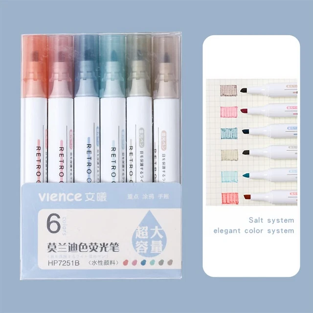 VIENCE Highlighter, 6 Colors Highlighter Pens, Chisel Tip Marker Pen