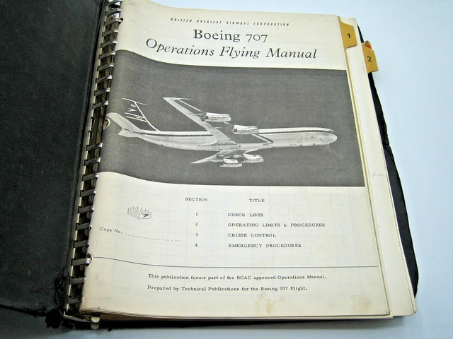 USED BOEING 707 Operations Flying Manual Checklists Operating Limits ...