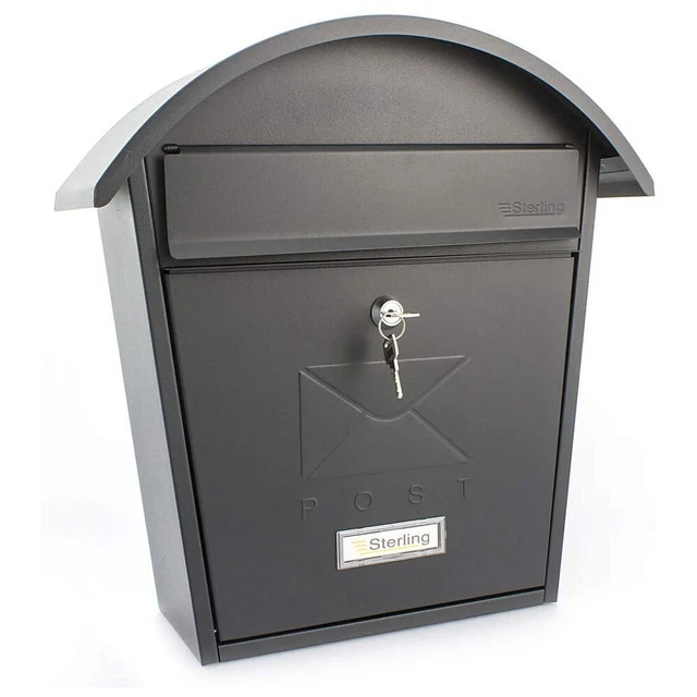 Sterling Classique 2 Boîte Postale Verrouillable Acier Galvanisé Mural Noir Puce