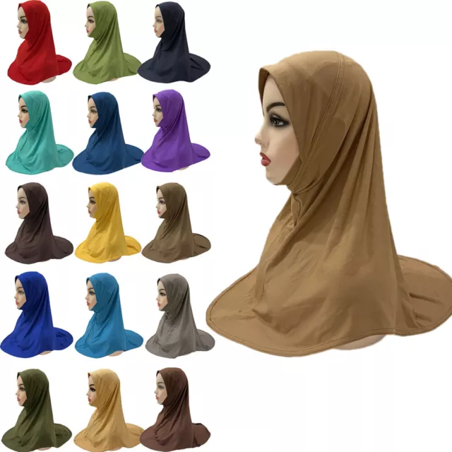 5-10Y Kids Girls Muslim Full Cover Hijab Headscarf One Piece Islamic Wrap Shawl