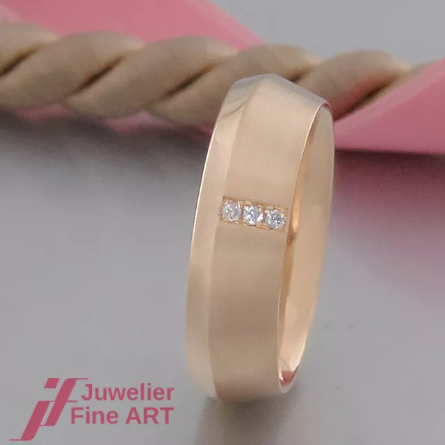 Ring - Trauring/Partnerring/Ehering mit 3 Brillanten (Diamant) - 18K/750 Gold