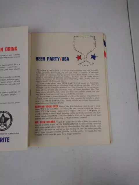 VTG 1970's Beer Party USA Cookbook United States Brewers Association 3