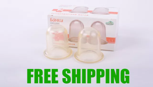 Set of 2 Vacuum Silicone Cup Anti Cellulite Cupping Massage Medical Full Body