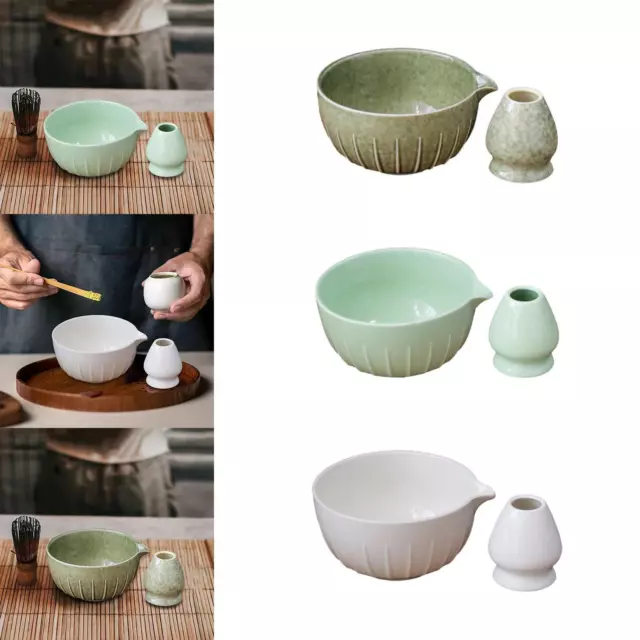 Japanese Matcha Bowl with Whisk Holder Gift Tea Ceremony for Japanese Matcha