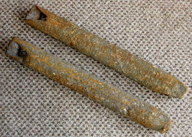 2 Salvaged Antique / Vintage - Cast Iron - Window Sash Weights 5 lbs 12 Inches