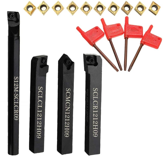 Kit 21 Pezzi Utensili Tornio In Carburo Con Inserti E Chiavi - Per Lavorazione Metalli E Legno - Foto 2