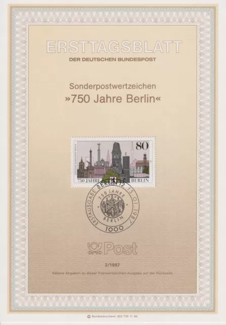 Berlin-FDC-Ersttagsblatt-2/1987-MiNr.776 - 750 Jahre Berlin