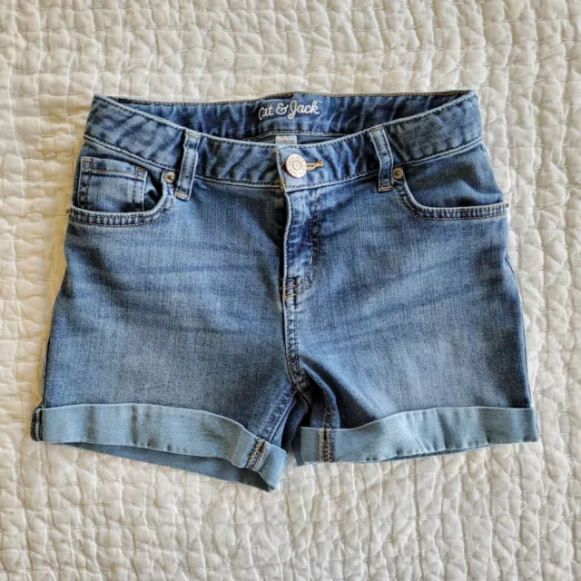 Cat & Jack Girls Cuffed Denim Shorts Size L 10/12