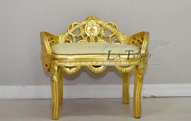 Cama de Día Banco Oval Luis XV Barroco Oro Imitación Champagne AL6265