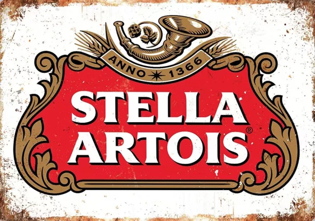 Stella Artois Birra Vintage Insegna Metallo Latta Retro Placca Garage Bar Pub Uomo Grotta