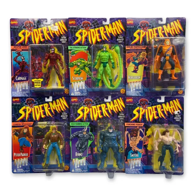 Toy Biz 1994 Marvel Spider-Man Animated Series Lot 6x New Sealed Action Figures