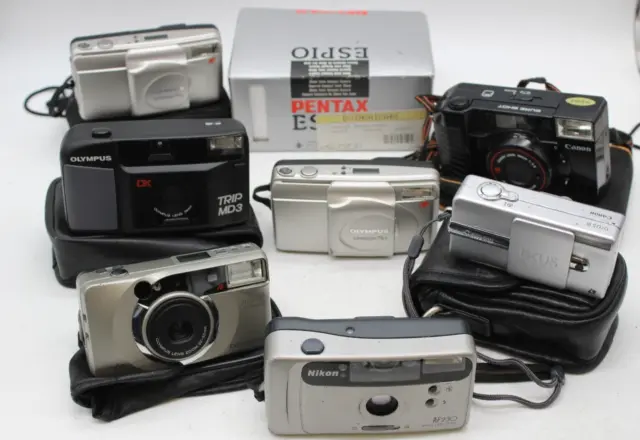C x8 Vintage Point & Shoot Cameras Inc. Olympus Newpic, Nikon AF 230, Pentax etc