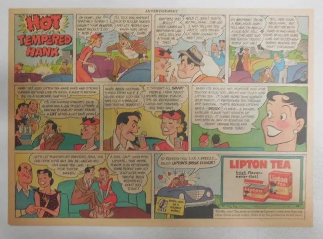 Lipton Tea Ad: "Hot Tempered Hank !" 1930's-1950's Size: 7.5 x 10 inches