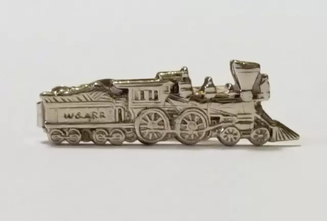 Vintage Western Atlantic Railroad Train W & A RR Silvertone Tie Bar Clasp Clip