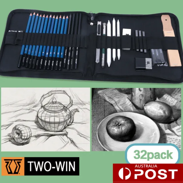 32pcs Drawing Sketch Set Charcoal Pencil Eraser Art Craft Painting Sketching Kit