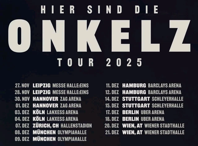 4 TICKETS BÖHSE Onkelz Tour 2025 - Berlin Stehplatz EUR 439,60