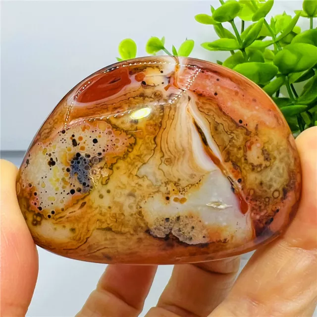 1 pc Natural wrapped silk agate polished crystal quartz ornaments healing 83g