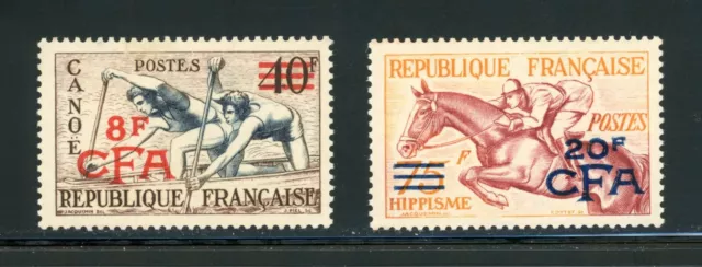 Reunion (Franc Complete MNH Set #299-300 Surcharged French Stamps