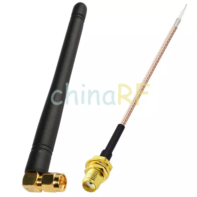 433 MHz GSM GPRS SMA male right angle radio Antenna + Pigtail cable RG178 15cm