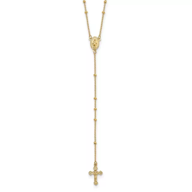 Real 14K Yellow Gold Polished 2mm Beaded Rosary Necklace; 19.5 inch Real 14K Yellow Gold Polished 2mm Beaded Rosary Necklace; 19.5 inch