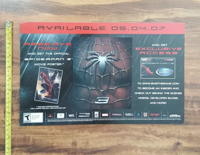 Spider-Man 3 Store Display Launch Sign PlayStation X-Box Nintendo Activision '07