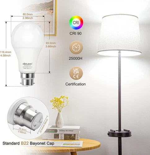 DiCUNO Bajonett-Glühbirnen, 100 W Äquivalent, 5000K 15W, Tageslichtweiß 5000k 2