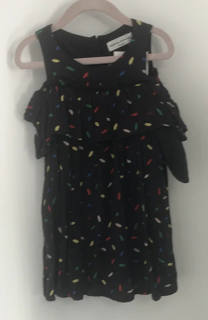 Sonia Rykiel girls black sleeveless rainbow print lips cold shoulder dress sz 4y