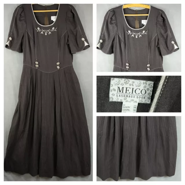 MEICO LANDHAUS Dirndl Dress 10 Brown Boho Retro Vintage German tyrol Trachten