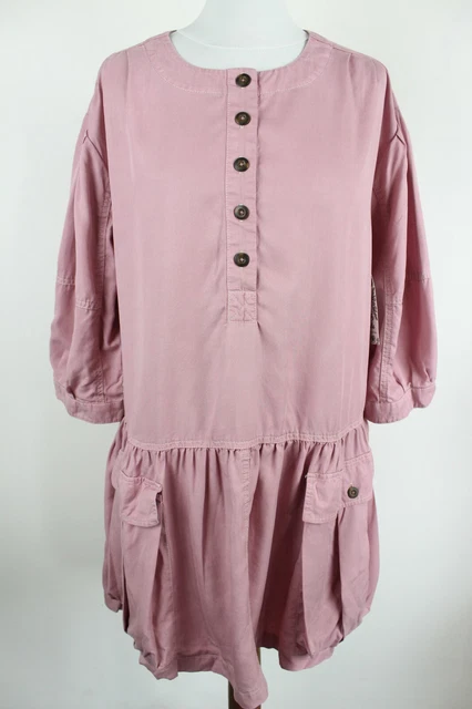 Free People Nuovo con Etichetta Luce Viola Mezza Manica Girocollo Vestito Donna