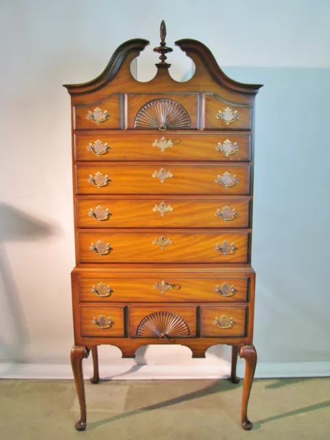Beautifully Crafted Queen Anne Mahogany Highboy By Kindel; Mint Condition