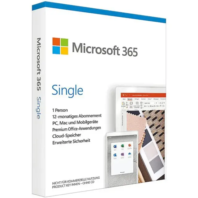 Microsoft 365 Single (1 User / 1 Jahr) 5 Geräte PC/MAC ESD Key All Languages