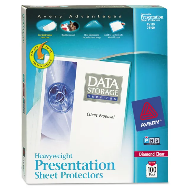 Avery Top-Load Poly Sheet Protectors Heavy Gauge Letter Diamond Clear 100/Box