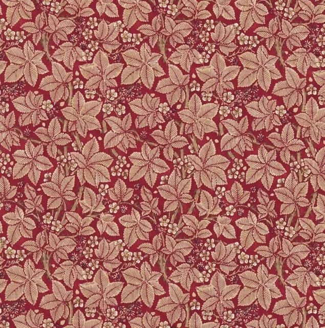 William Morris Curtain Fabric 'BRAMBLE' 2 METRES WINE/THYME 100% LINEN