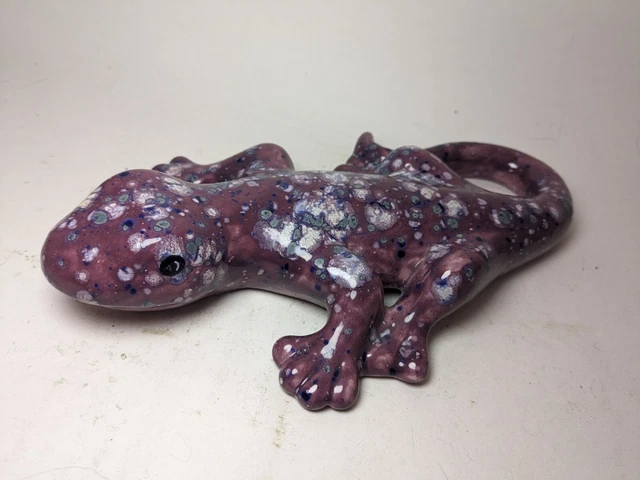 Art Pottery Purple With Spots Lizard Figurine