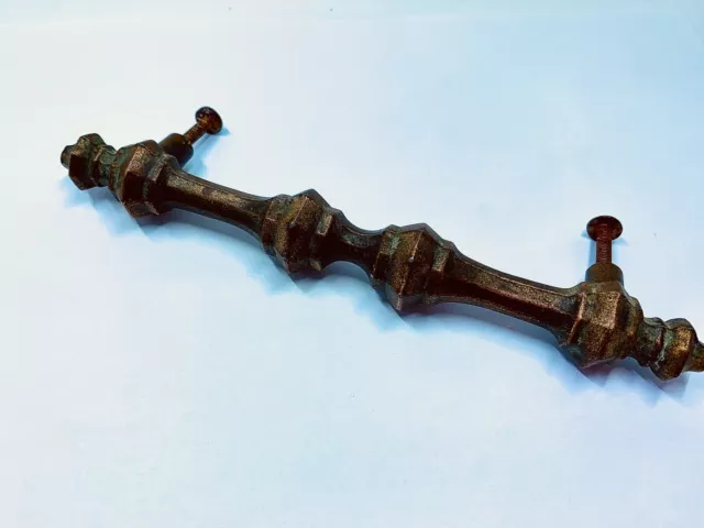 Gothic  7” drawer handle ORNATE Brass Antique Original Salvage Heavy Cast Brass
