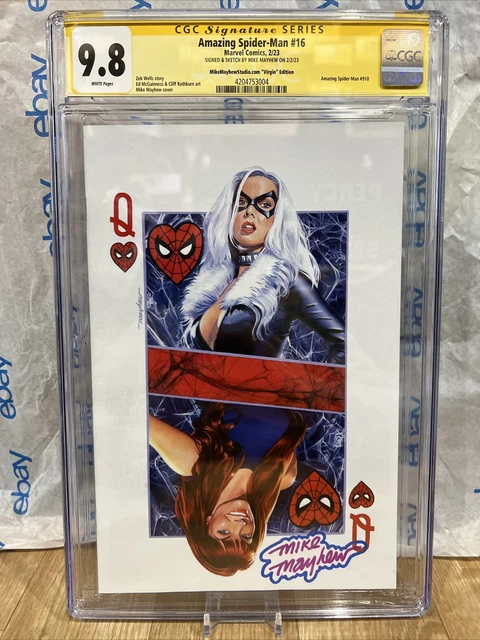 AMAZING SPIDERMAN #16 SS cgc 9.8 Mike Mayhew Virgin Variant SIGNED  2023 sketch