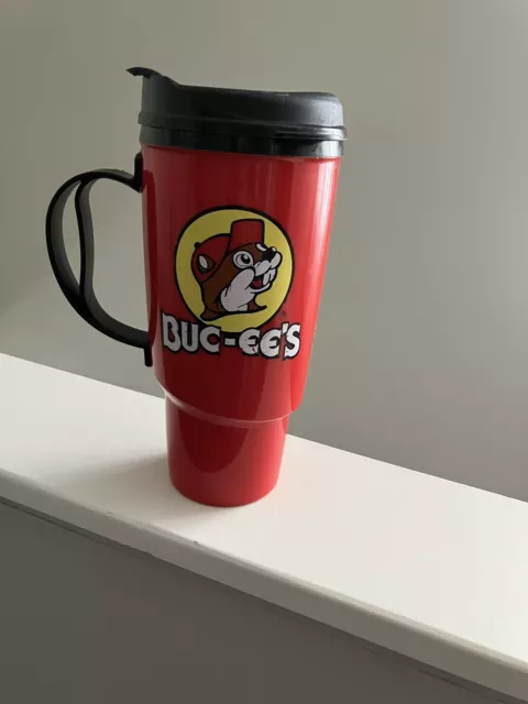 Bucees Deluxe Insulated Refillable 34oz Travel Mug Lid Red Cup Hot Cold Tumbler