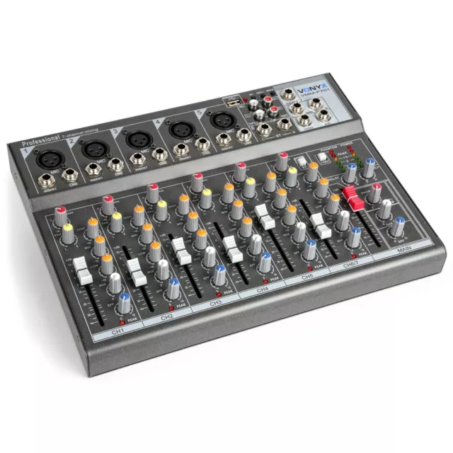 Table De Mixage Mixer Dj Usb 7 Canaux Lecteur Usb Mp3 Carte Sd Echo Delay Micro